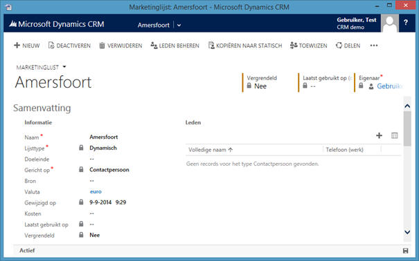 Dynamische marketinglijsten maken in Microsoft Dynamics CRM software