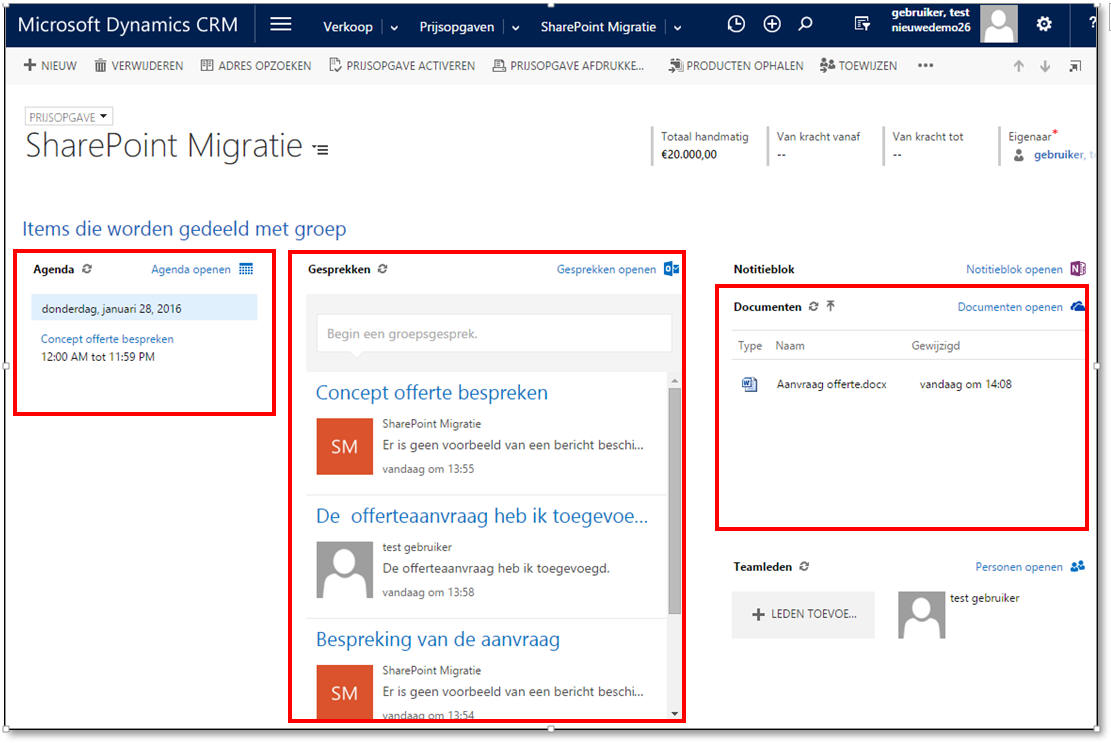 Dynamics 365/CRM Online geïntegreerd met Office 365-groepen