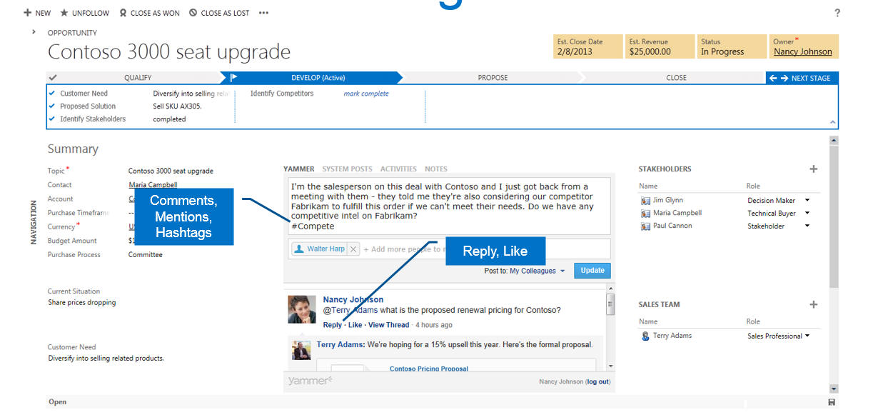 Yammer als sociaal netwerk voor Microsoft Dynamics CRM Online