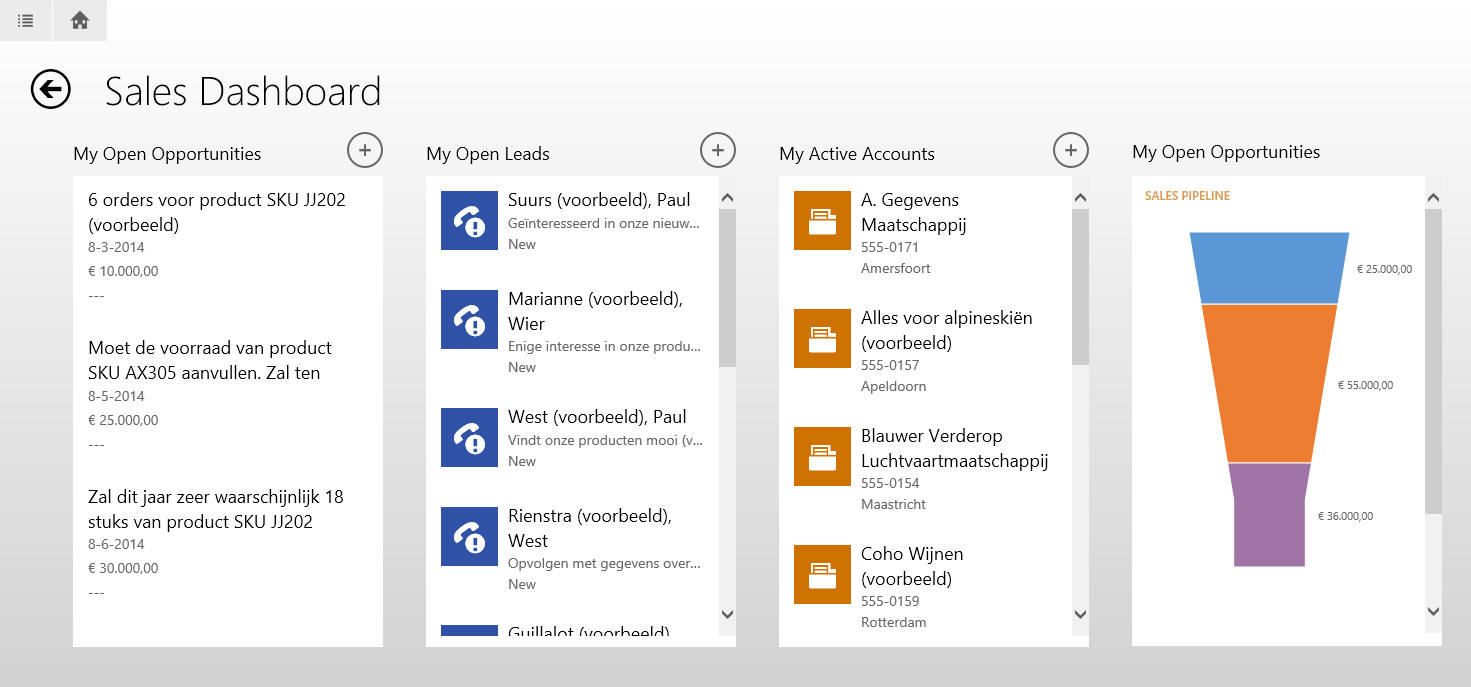 Microsoft Dynamics 365/CRM software voor tablets