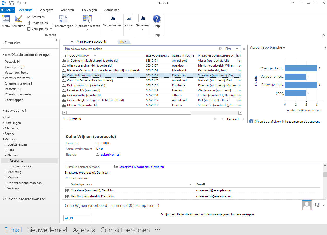 Microsoft Dynamics 365/CRM software voor Outlook