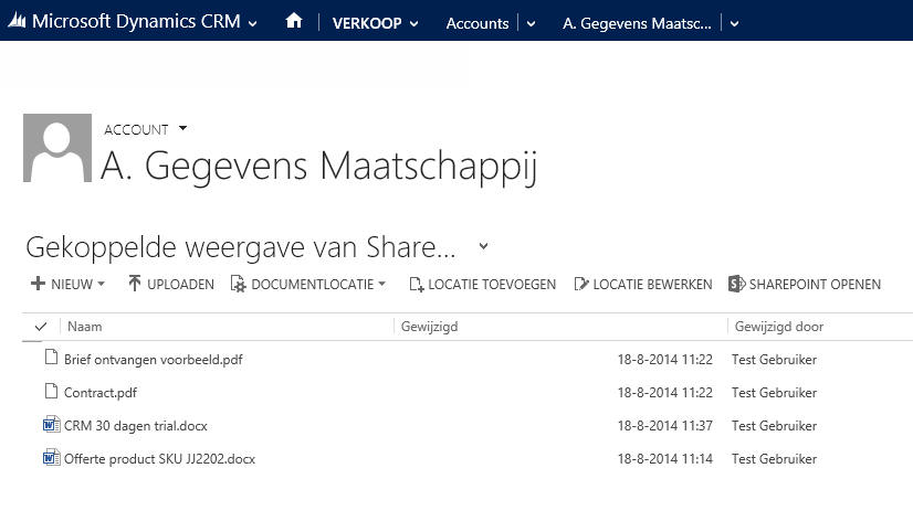 SharePoint integratie met CRM