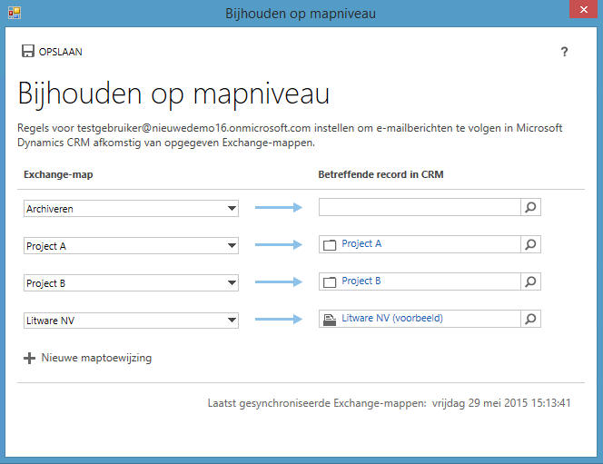 e-mails opslaan in crm