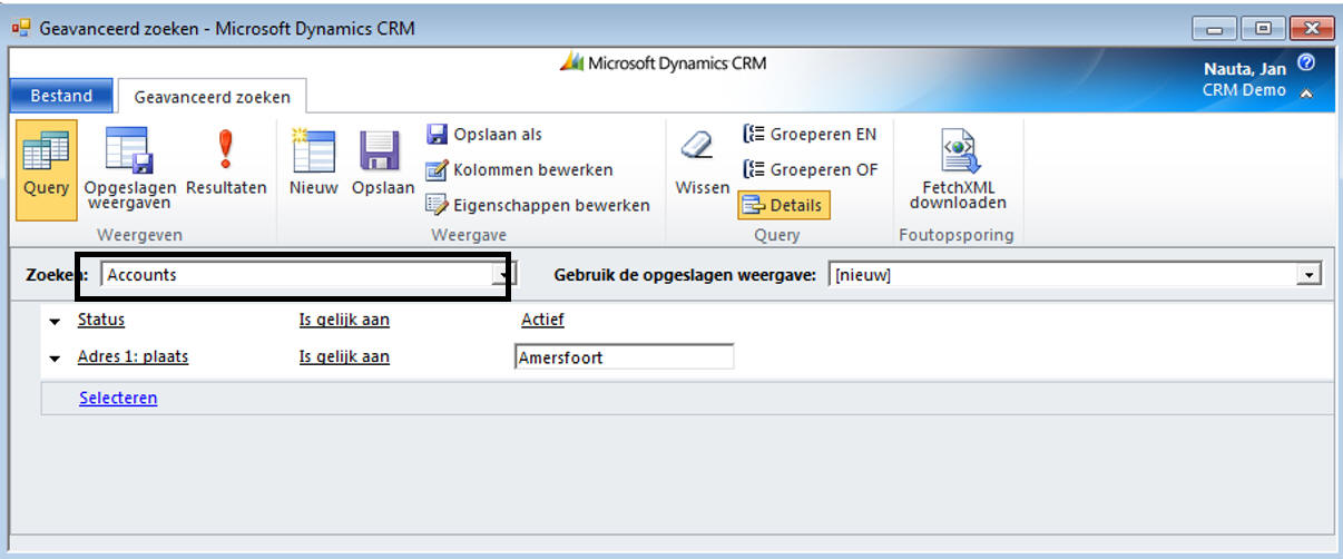 Geavanceerd zoeken in Microsoft Dynamics 365/CRM software