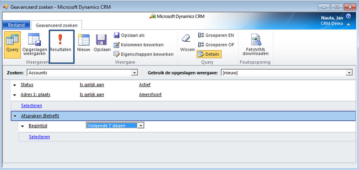 Geavanceerd zoeken in Microsoft Dynamics 365/CRM software