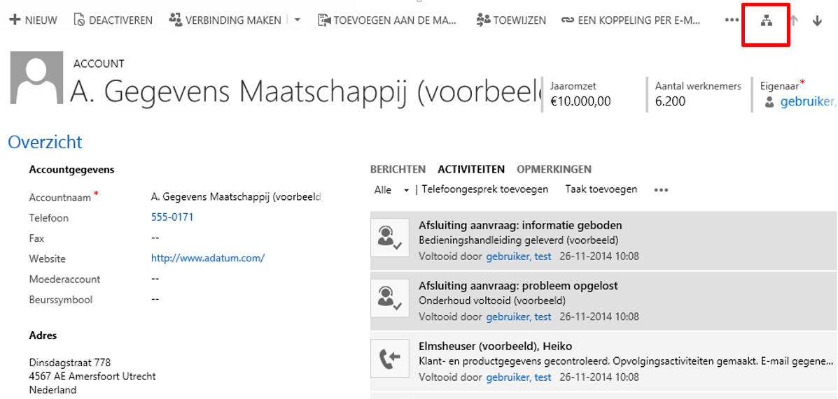 Hiërarchische weergaven in Dynamics 365/CRM software