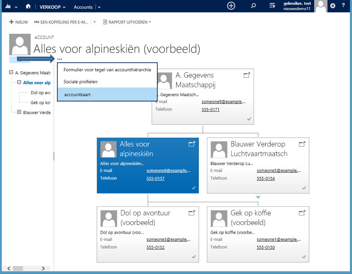 Hiërarchische weergaven in Dynamics 365/CRM software