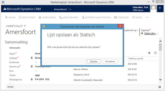 Dynamische marketinglijsten maken in Microsoft Dynamics CRM software