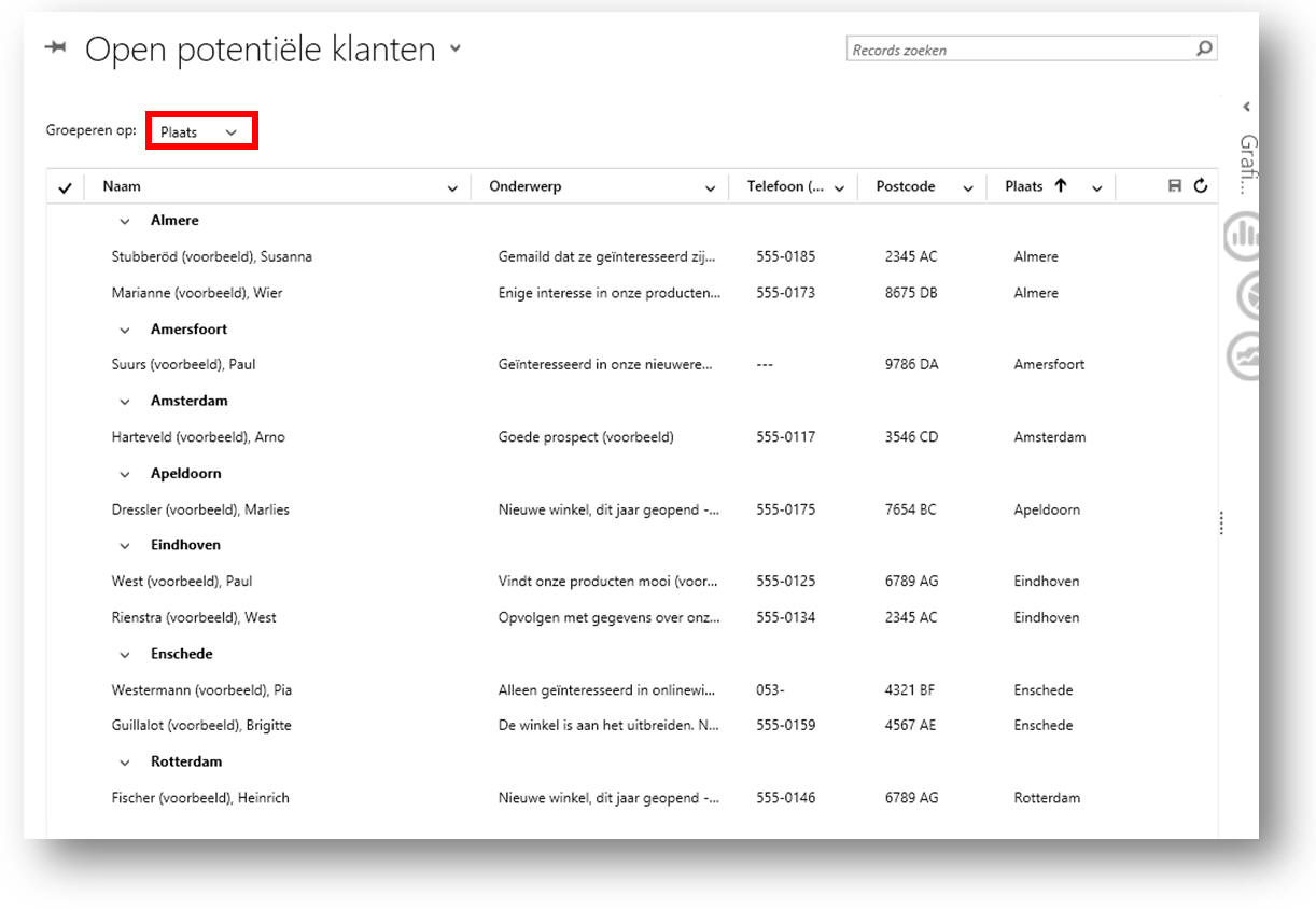 Bewerkbare rasters in Microsoft Dynamics 365/CRM