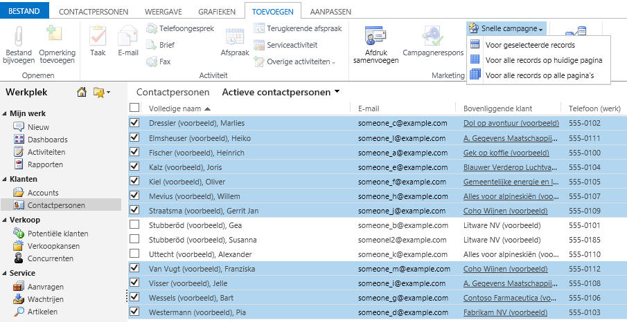 Werken met snelle campagnes in Microsoft Dynamics 365/CRM software