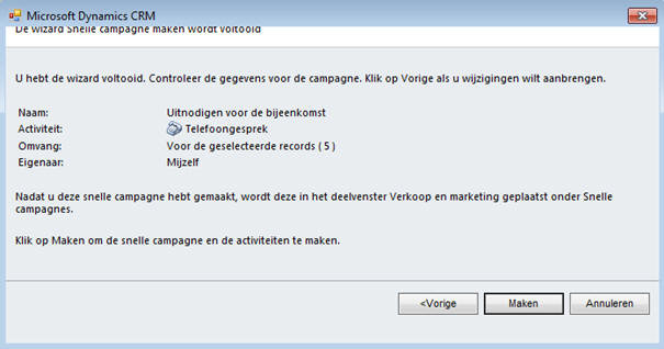 Werken met snelle campagnes in Microsoft Dynamics 365/CRM software