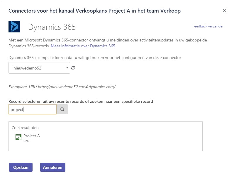 Dynamics 365/CRM en Microsoft Teams