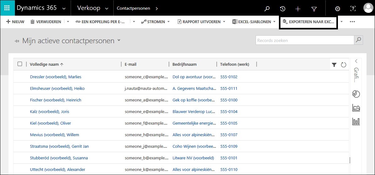 Dynamics 365 CRM export naar Excel