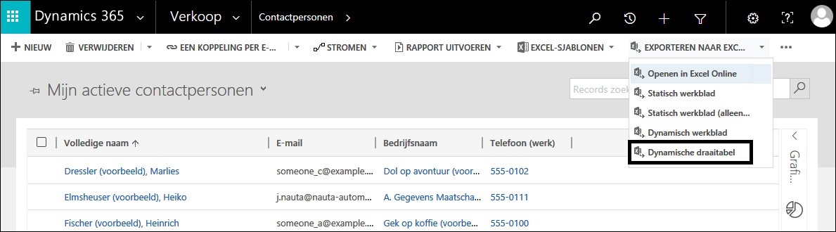 Dynamics 365 CRM export naar Excel