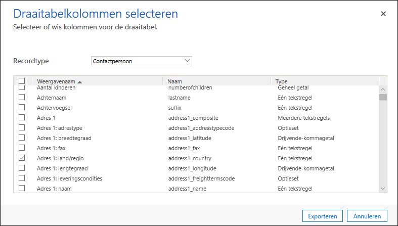 Dynamics 365 CRM export naar Excel