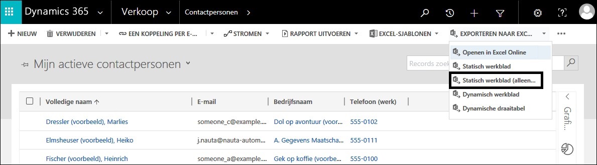 Dynamics 365 CRM export naar Excel