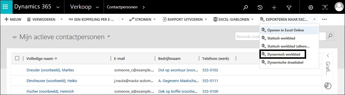 Dynamics 365 CRM export naar Excel