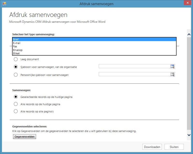 CRM afdruk samenvoegen