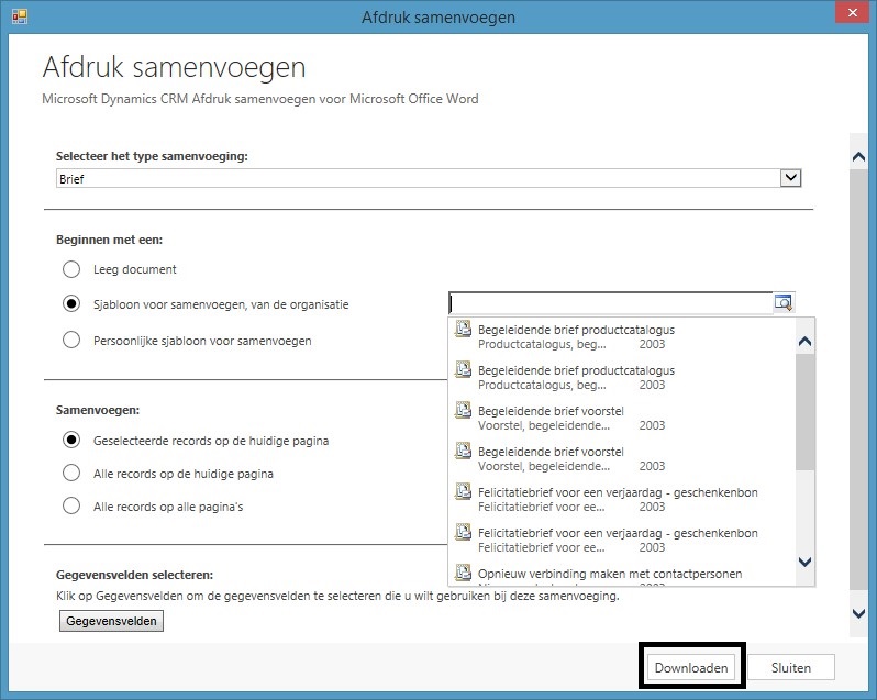 CRM afdruk samenvoegen