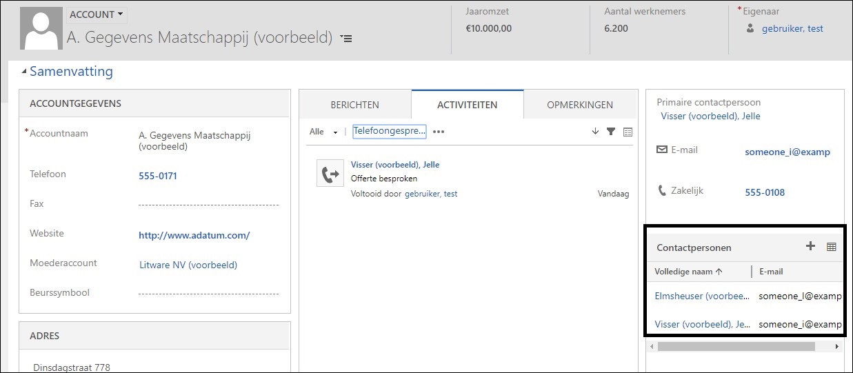 CRM Accounts en contactpersonen