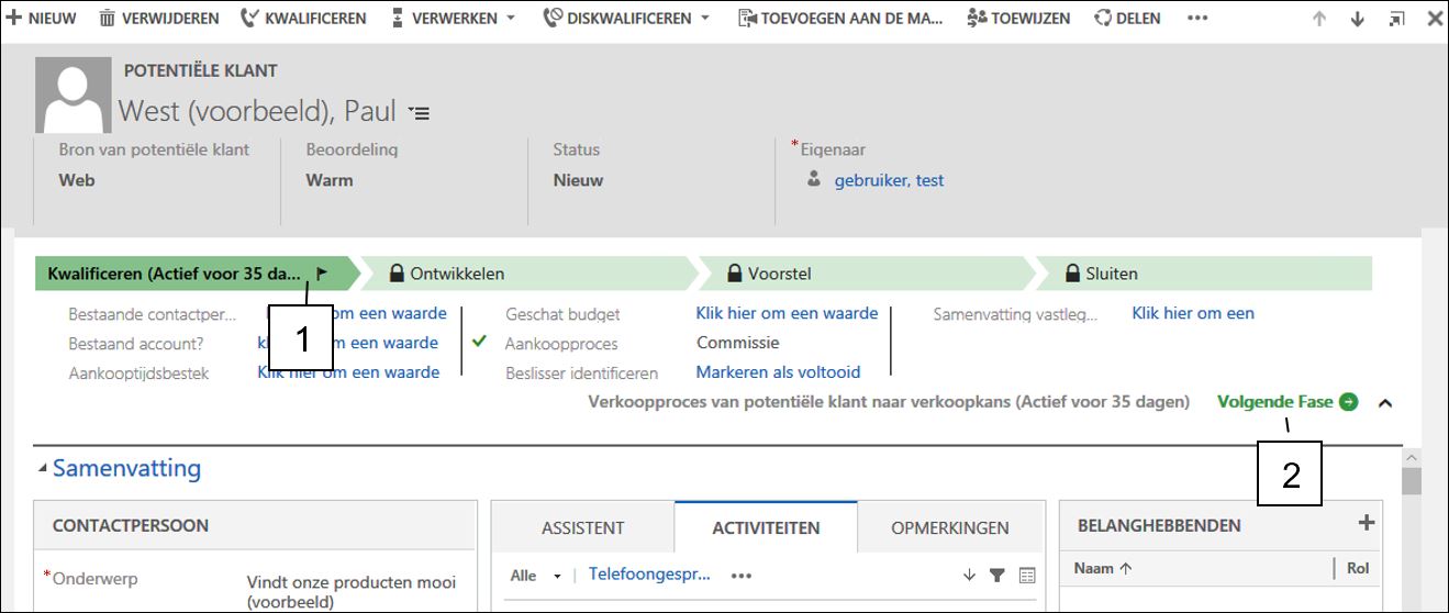 Dynamics 365 crm verkoopproces