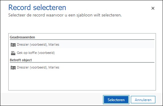 crm e-mail sjablonen