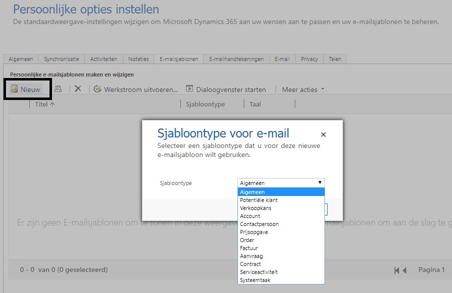 crm e-mail sjablonen