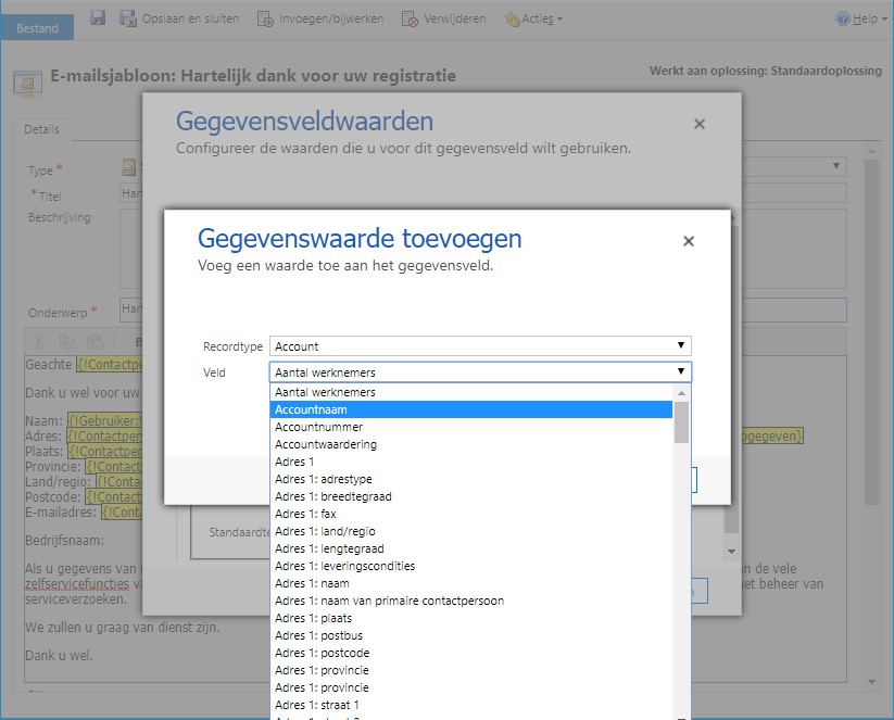 crm e-mail sjablonen