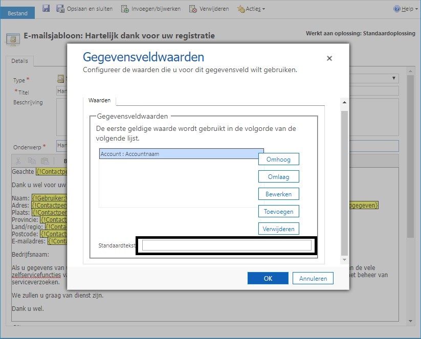 crm e-mail sjablonen