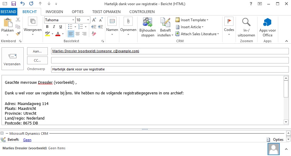 crm e-mail sjablonen