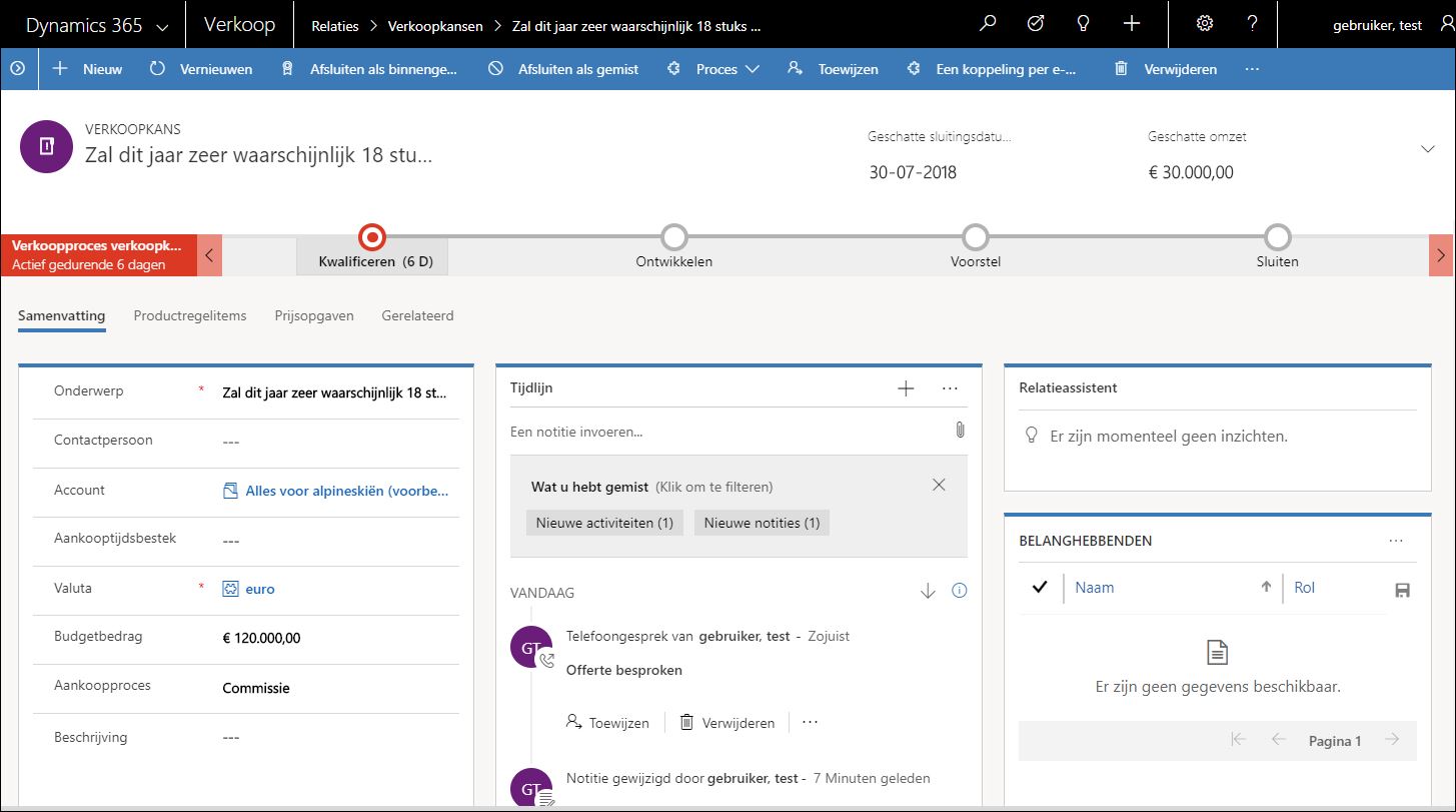 tijdlijn in Dynamics 365 CRM