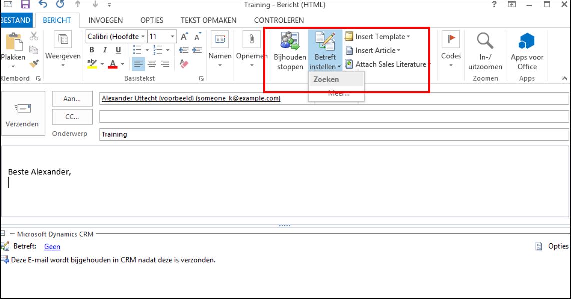 Microsoft Dynamics 365 CRM voor Outlook handleiding