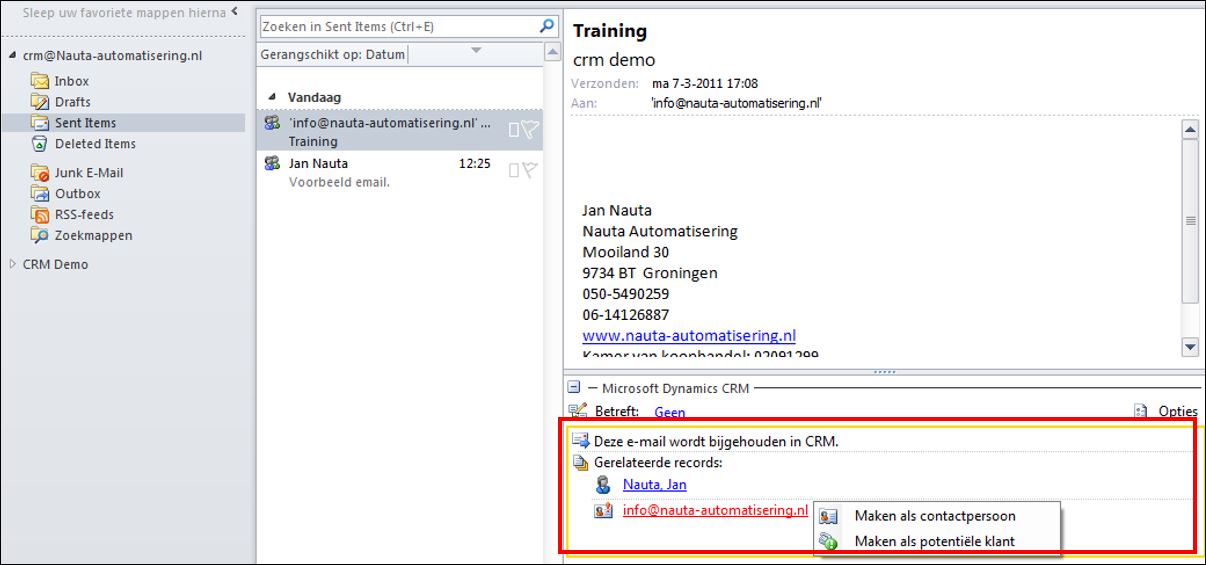 Microsoft Dynamics 365 CRM voor Outlook handleiding