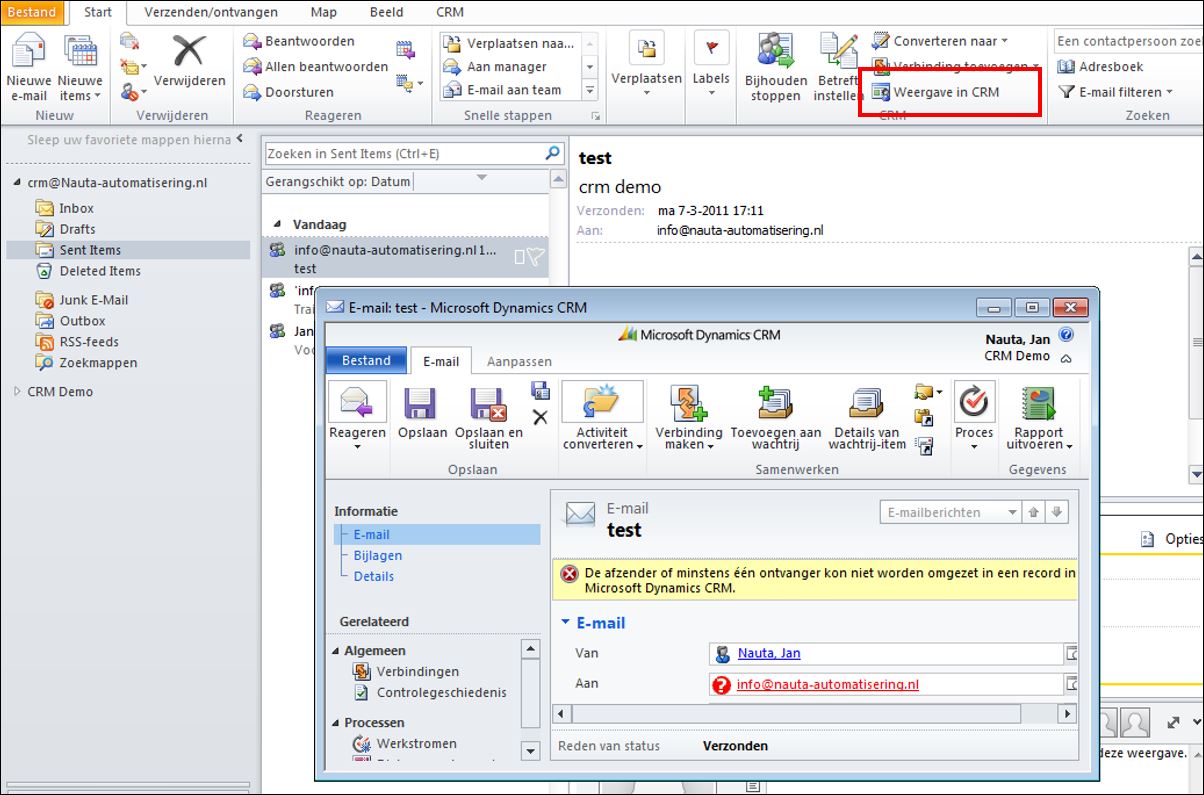 Microsoft Dynamics 365 CRM voor Outlook handleiding