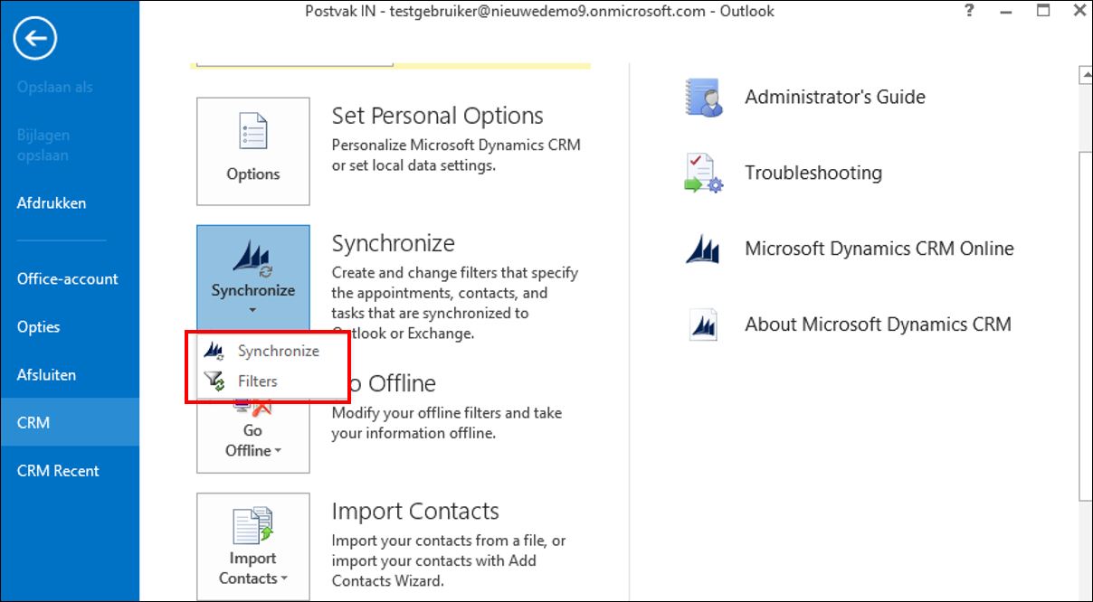 Microsoft Dynamics 365 CRM voor Outlook handleiding