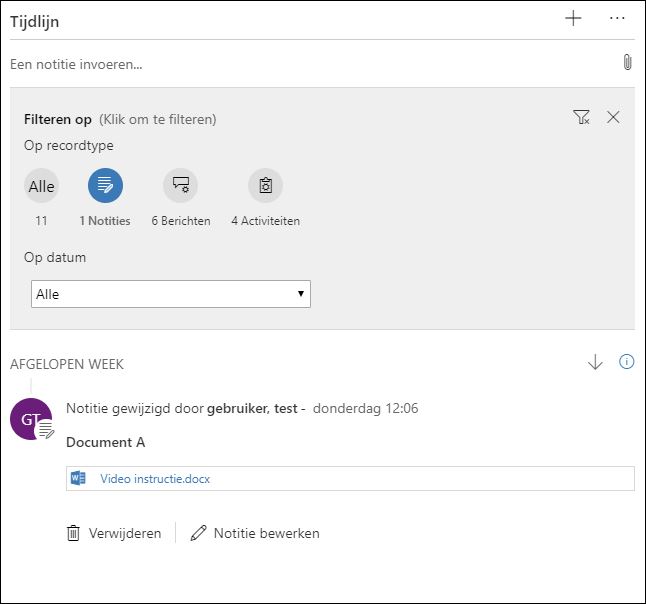 De Tijdlijn in Dynamics 365 CRM