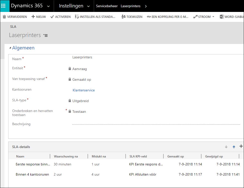 sla's in Microsoft Dynamics 365 CRM