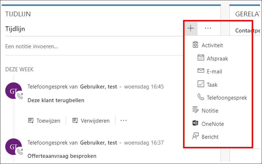 Microsoft Dynamics 365 CRM tijdlijn