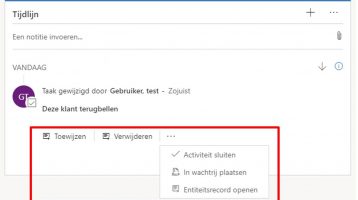 Dynamics 365 CRM tijdlijn