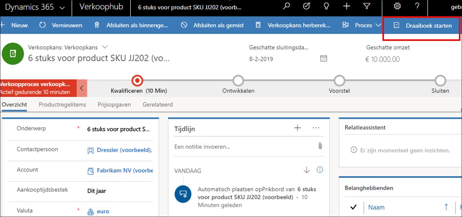 Draaiboeken in Microsoft Dynamics 365 CRM